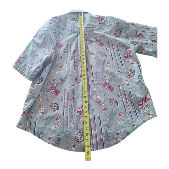 Ivy Crew Fish Theme Button Down 100% Cotton Men’s XXL Classic Short Sleeve Cabin - Picture 7 of 9